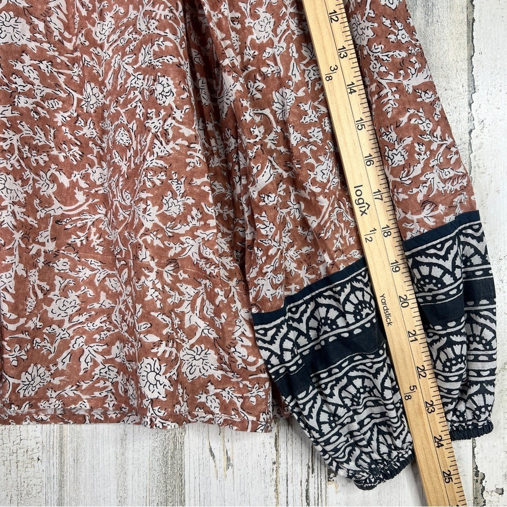 Cleobella Nasir Raja Floral Blouse Large Ruched Neck Cotton Boho Luxe Top - Picture 16 of 17